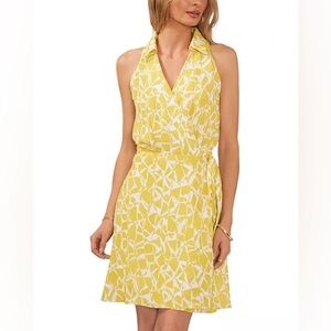 NWOT Vince Camuto Printed Sleeveless Faux Wrap Dress Size Large